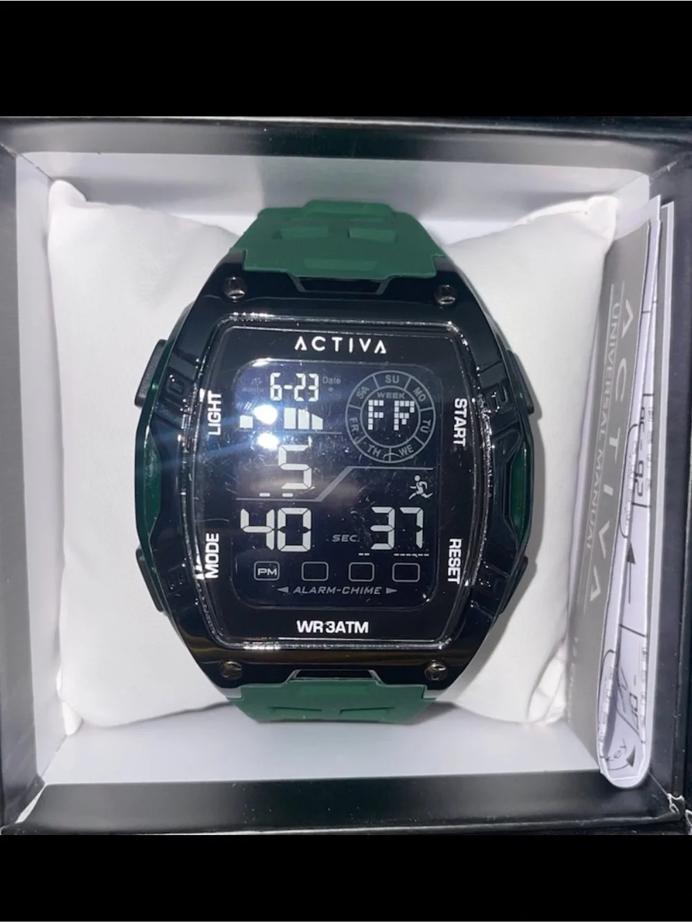 Ativa Green Silicone Watch Strap with Silver Buckle